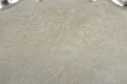 Antique Wallace Baroque Large 28" Silver Plated Serving Bar Tray w/ Handles