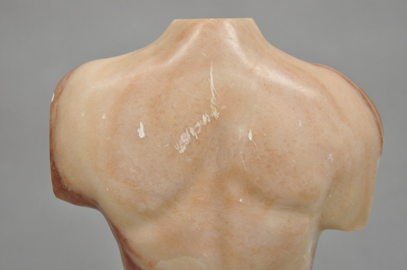 Morton Gaffin "David" 1989 Modernist Carved Peach Alabaster Male Nude Sculpture
