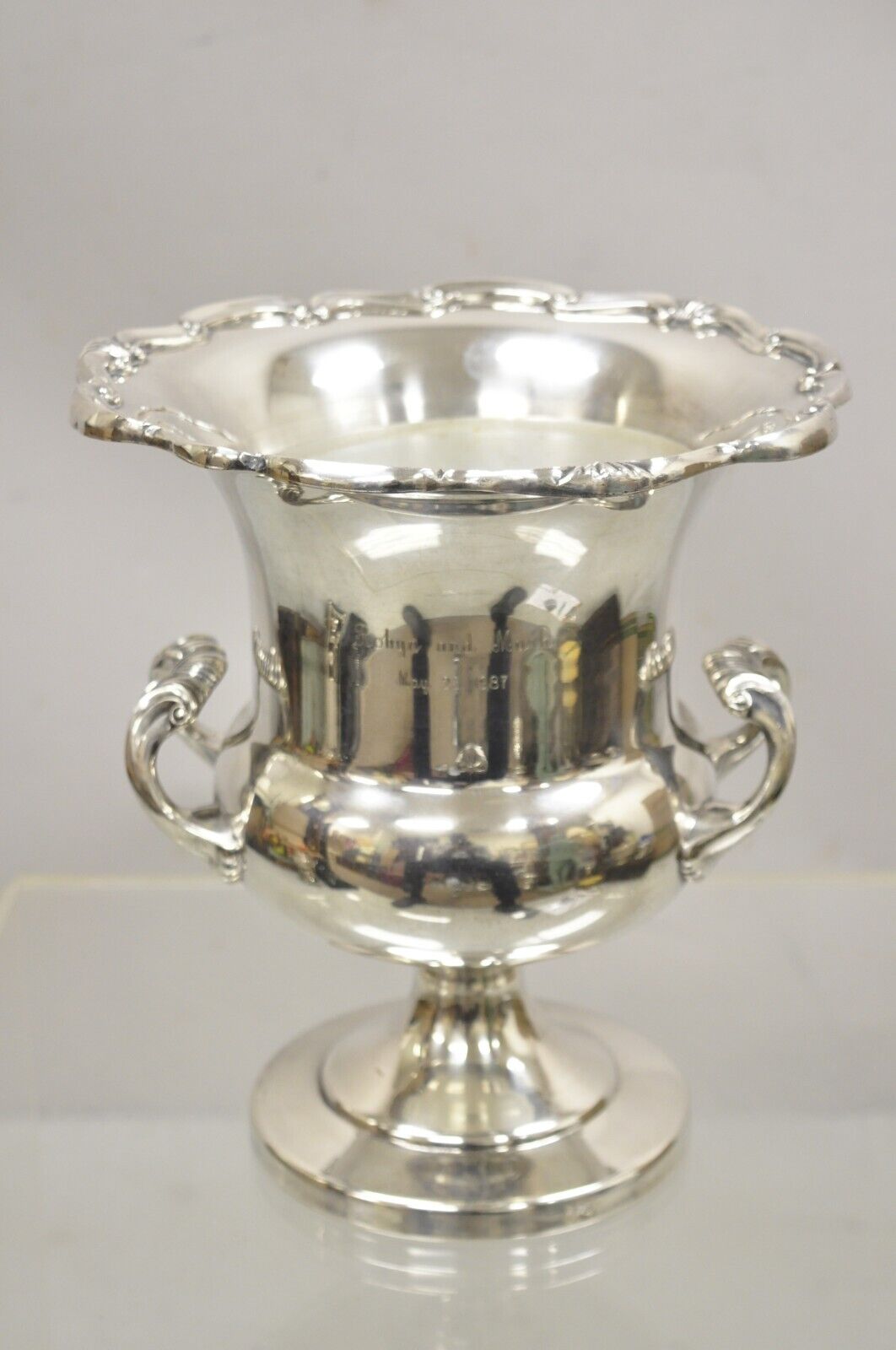 Engraved FB Rogers Regency Silver Plated Twin Handle Wine Chiller Ice Bucket