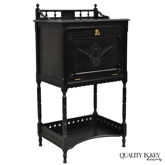 Antique Victorian Aesthetic Movement Black Ebonized Music Stand Side Table