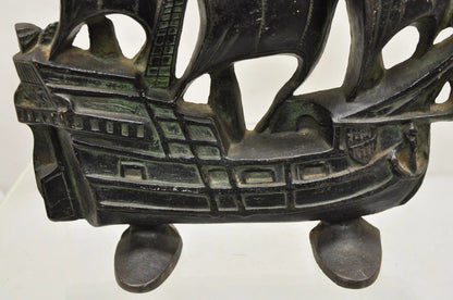 Antique Victorian 1930 Creation Co Cast Iron Figural Ship Boat Door Stop (B)