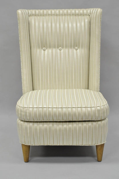 Paul Laszlo Mid Century Modern Upholstered Barrel Wing Back Slipper Lounge Chair