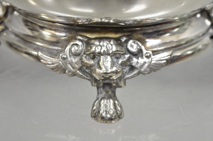 Antique English Victorian Wolf Handle Silver Plated Champagne Chiller Ice Bucket