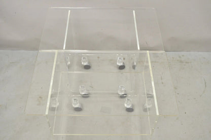 Vintage Clear Lucite Acrylic Mid Century Modern Rolling Side Tables - a Pair