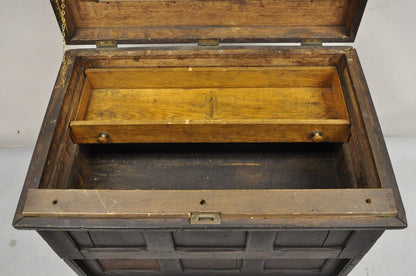 Antique Mission Arts & Crafts Oak Wood Carpenters Tool Chest Cabinet w/ Drawers