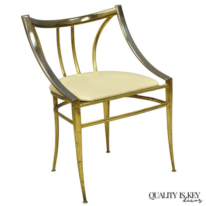 Vintage Italian Hollywood Regency Sculptural Brass Chiavari Style Accent Chair