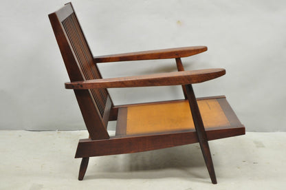 Vintage George Nakashima Spindle Back Black Walnut "Cushion" Lounge Arm Chair