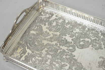 Antique Wilcox Victorian Engraved Narrow Silver Plated Trinket Dish "B" Monogram