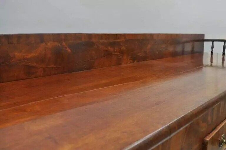 Antique 19th C. American Empire Crotch Flame Mahogany Sideboard Buffet