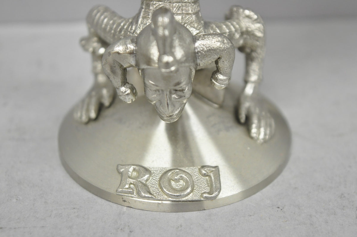 Vintage Royal Order of Jesters Figural Pewter Metal Award Renaissance Goblet