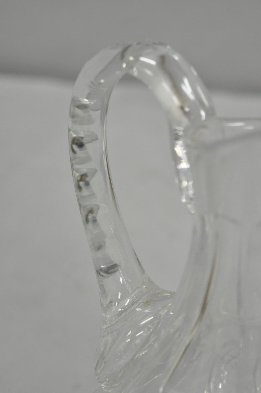 Antique Victorian Leaded Crystal Glass Diamond Etched Small Water Pitcher Jug