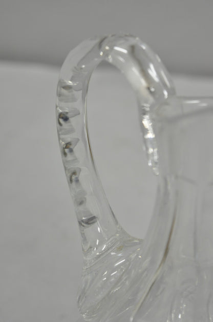 Antique Victorian Leaded Crystal Glass Diamond Etched Small Water Pitcher Jug