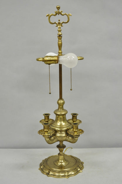 Vintage Middle Eastern Brass Genie Oil Lamp Candelabra Table Lamp w/ Shade