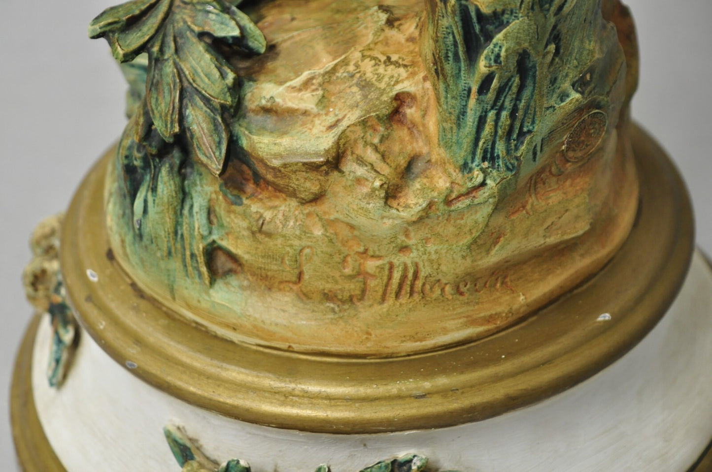 Antique L&F Moreau Spelter Metal Painted Figural "Young Girl" Table Lamp
