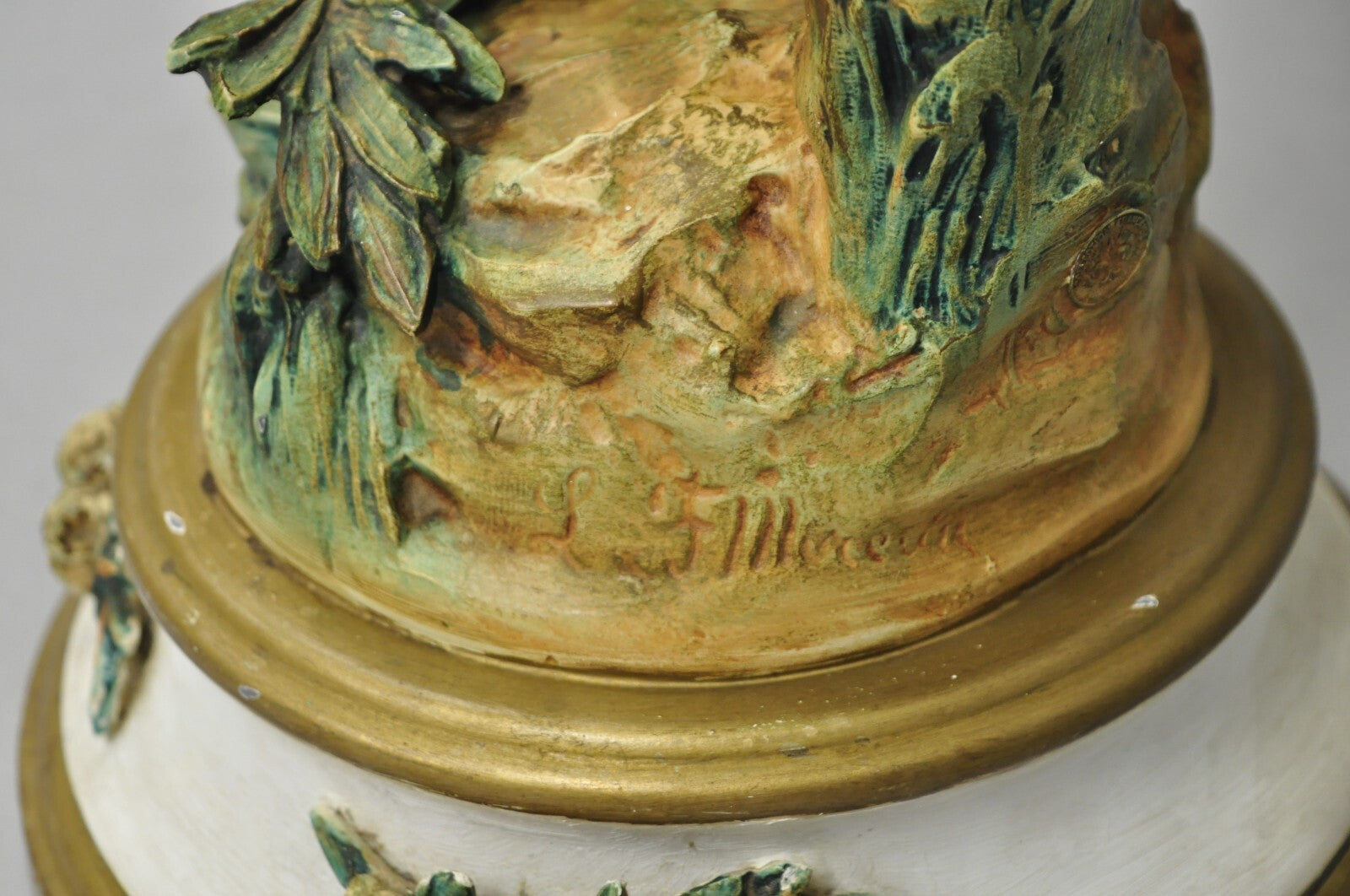 Antique L&F Moreau Spelter Metal Painted Figural "Young Girl" Table Lamp