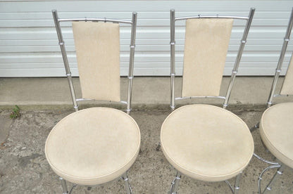 Vintage Hollywood Regency Chrome Metal Faux Bamboo Dining Kitchen Set - 5 Pc Set