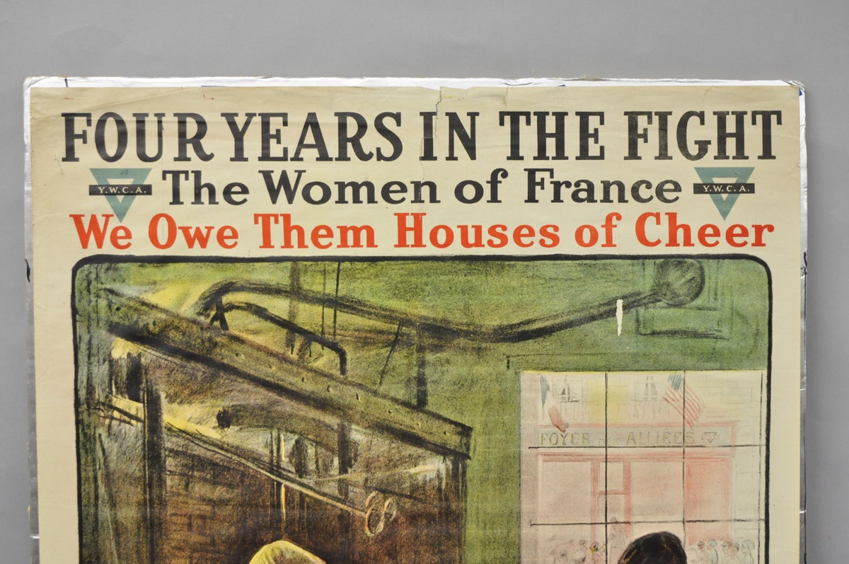 Original Vintage YWCA 1918 WWI Poster 'Four Years in the Fight' by Lucien Jonas