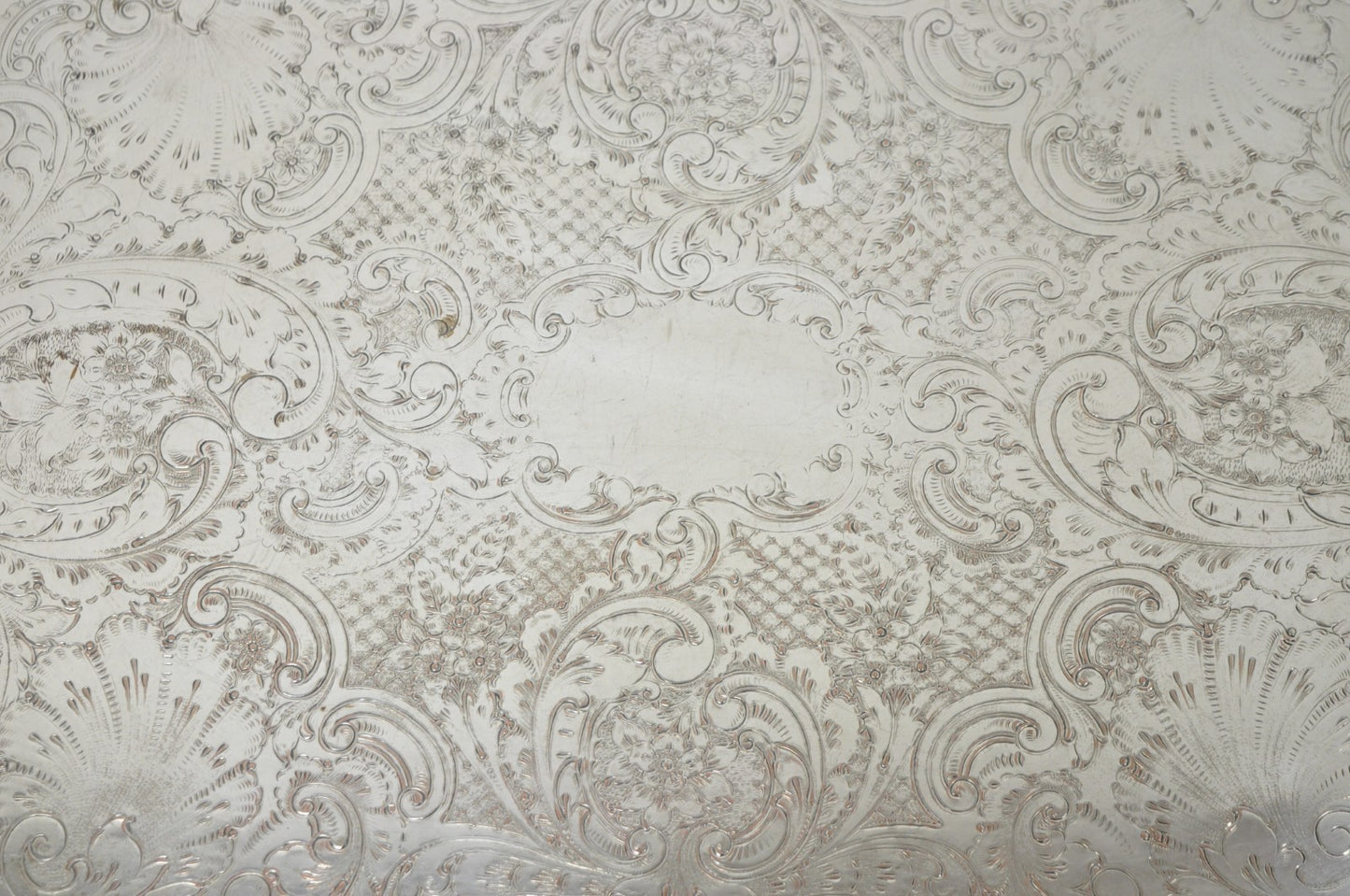 English Victorian Silver Plated Twin Handle Butlers Serving Platter Bar Tray