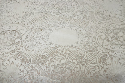 English Victorian Silver Plated Twin Handle Butlers Serving Platter Bar Tray