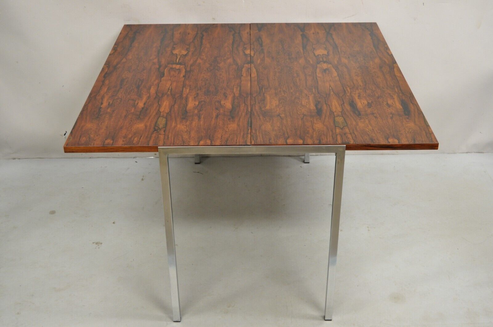 Mid Century Modern Danish Rosewood Flip Top Square Game Table Dining Table