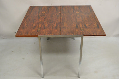 Mid Century Modern Danish Rosewood Flip Top Square Game Table Dining Table