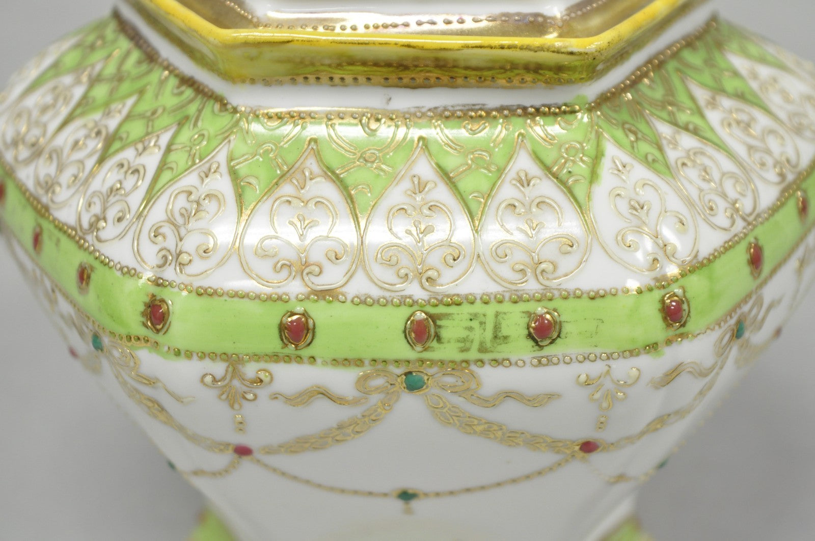 Antique Nippon Noritake Hand Painted Porcelain Gold Gilt Draped Biscuit Jar