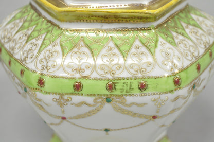 Antique Nippon Noritake Hand Painted Porcelain Gold Gilt Draped Biscuit Jar