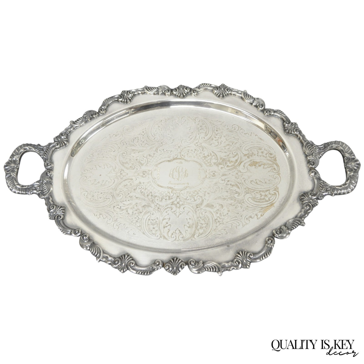Vintage Sheffield Victorian Silver Plated Oval Platter Tray 25th Anniversary
