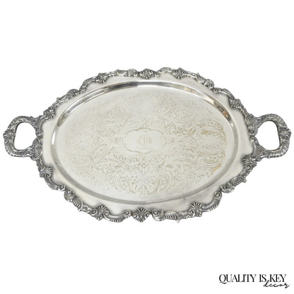 Vintage Sheffield Victorian Silver Plated Oval Platter Tray 25th Anniversary
