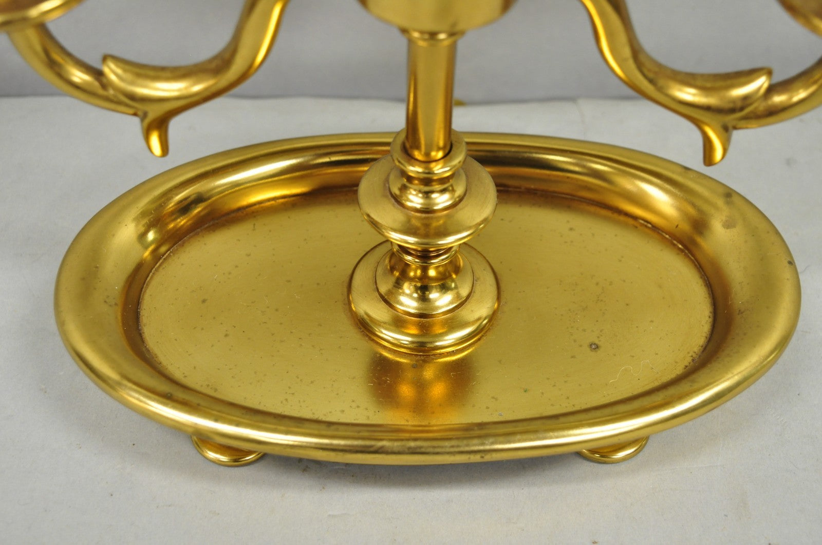 Vintage French Empire Brass Tole Metal Candlestick Bouillotte Desk Table Lamp