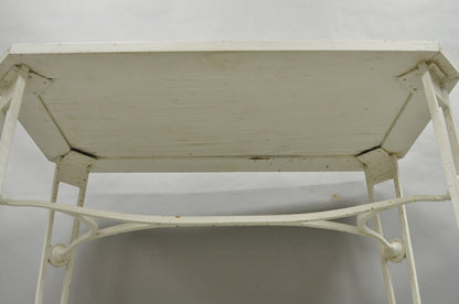 Antique Gothic Renaissance Wrought Iron Stretcher Base Potting Side Table (A)