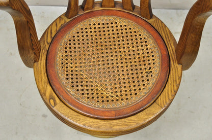 Antique JB Van Sciver Oak Wood Swivel Ship Captains Courthouse Bankers Arm Chair