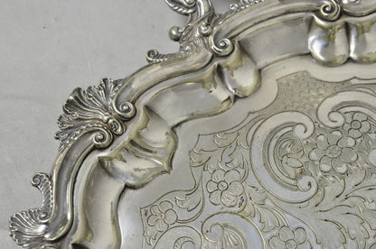 Antique Gorham English Victorian Silver Plated Scalloped Serving Platter Tray