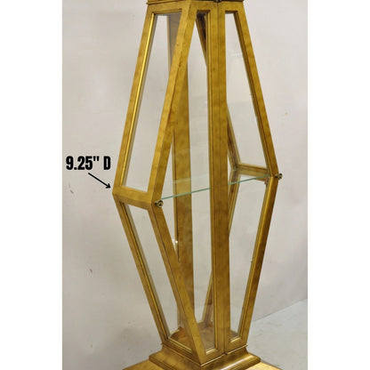 Vintage Hollywood Regency Gold Gilt Diamond Shaped Etagere Curio Display Cabinet