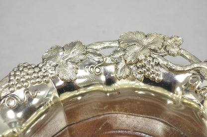 Vintage English Victorian Silver Plated Grapevine Repousse Wine Bottle Coaster