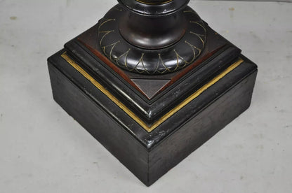 Antique Victorian Aesthetic Movement Ebonized Marble Top Pedestal Bust Stand