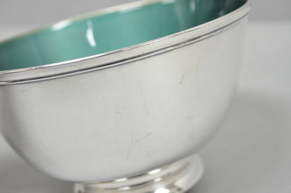 Vintage Mid Century Modern Towle 5003 Green Enamel Silver Plated 7" Footed Bowl