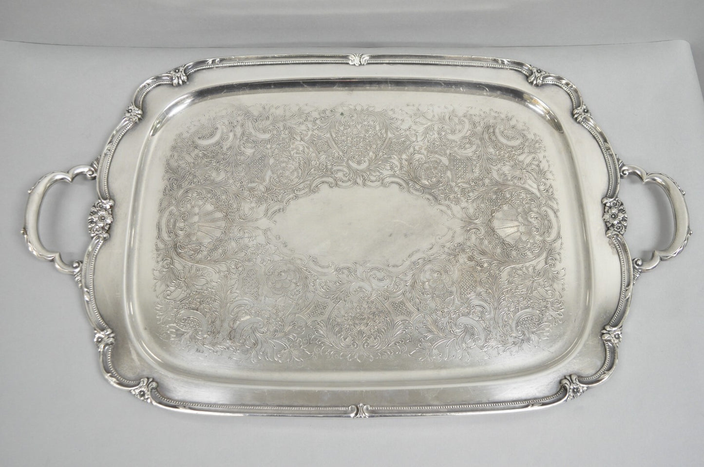 Antique English Baroque Silver Plated Figural Tea Set w/ Rogers Bro Tray - 7 Pcs