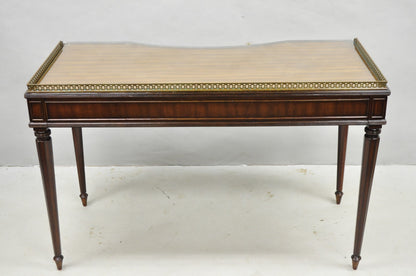 Maitland Smith Mahogany Regency Style 3 Drawer Writing Desk w/ Brass Gallery