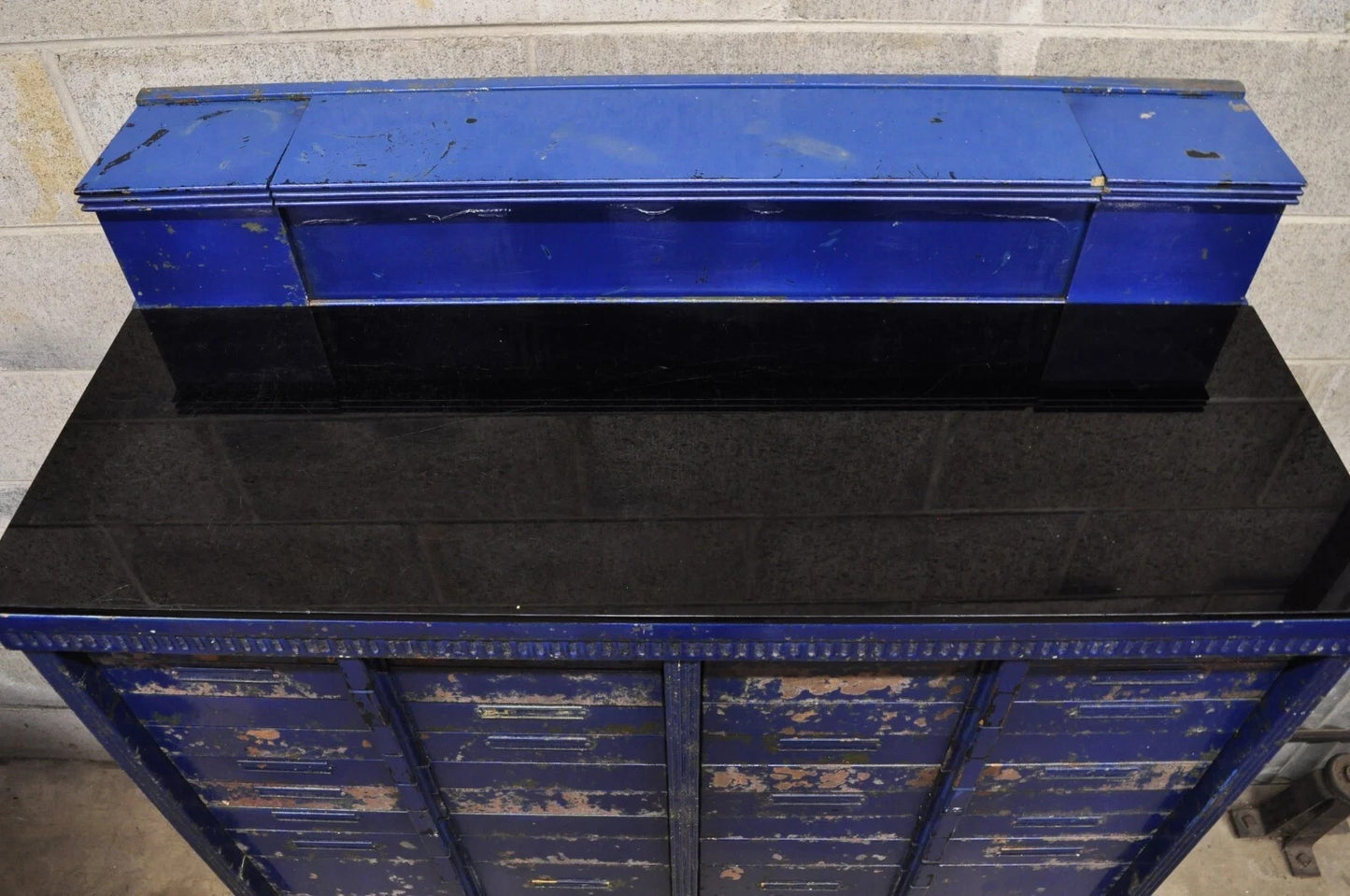 Vintage American Cabinet Co Steel Metal 24 Drawer Blue Dental Medical Cabinet