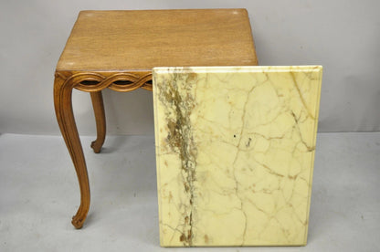 Vintage Hollywood Regency Provincial Pretzel Twist Marble Resin Side End Table