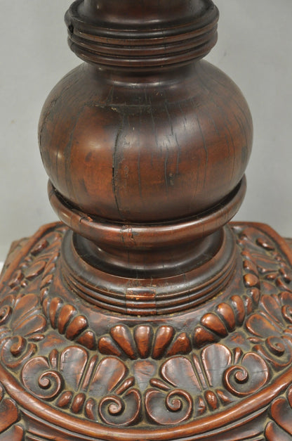 Antique American Empire Carved Mahogany Cannonball Paw Foot Pedestal Table Base