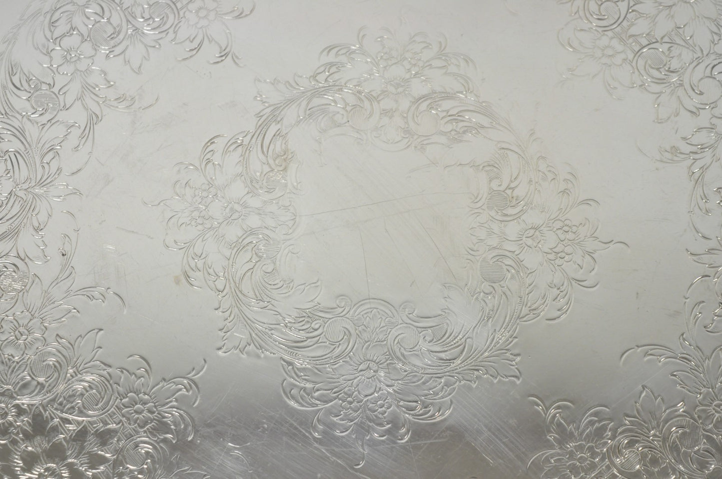 Vintage International Silver Co Large Round Silver Plated Footed Serving Tray