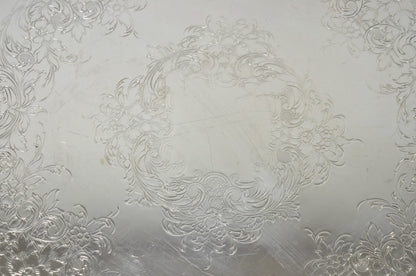 Vintage International Silver Co Large Round Silver Plated Footed Serving Tray