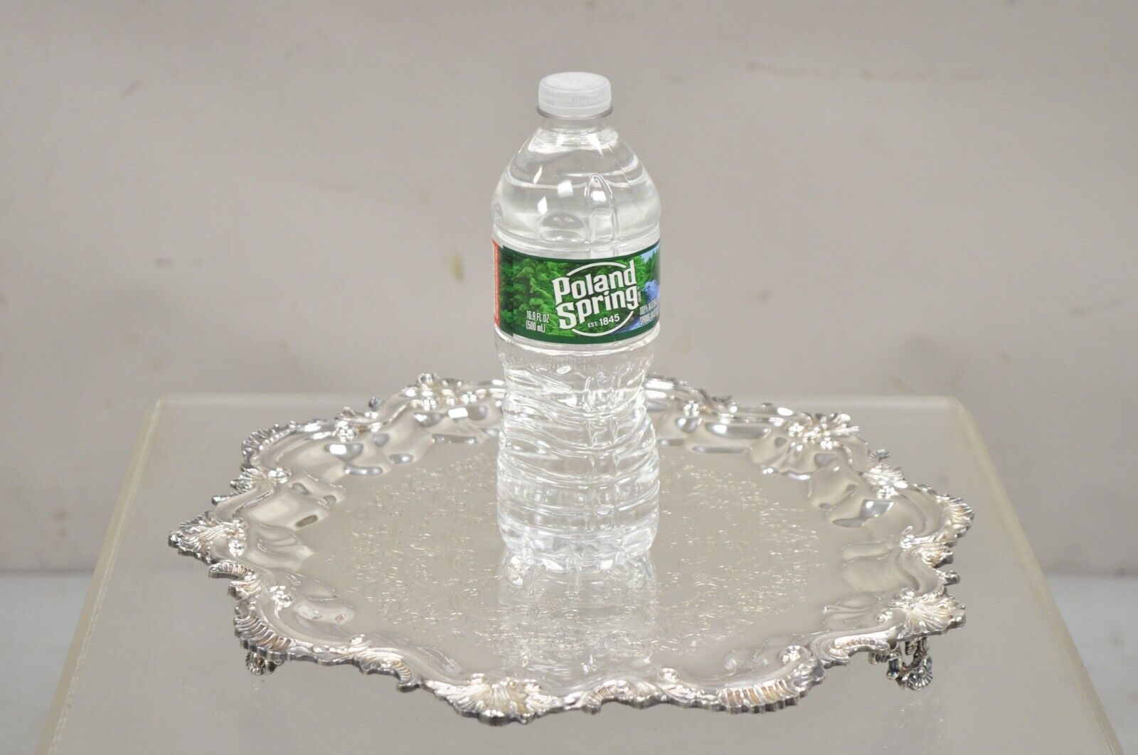 Vintage "Silver by Sacks" Victorian Style Silver Plated Scalloped Round Tray