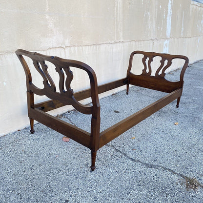 Vintage French Provincial Italian Cherry Wood Georgian Twin Bed Frame Daybed