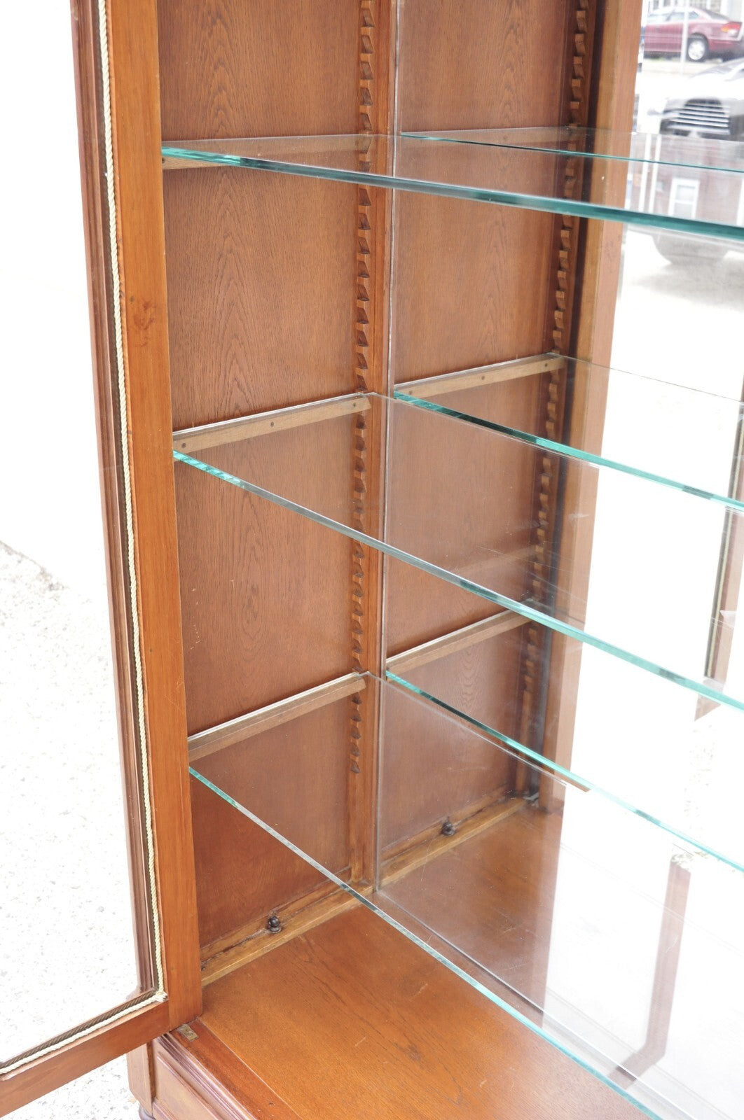Antique French Louis XVI Style 94" Curio China Display Cabinet Bookcase w Bronze