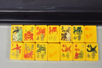 Vintage 1960s Mahjong Set Tiles in Case 162 Bakelite Tiles & 5 Racks