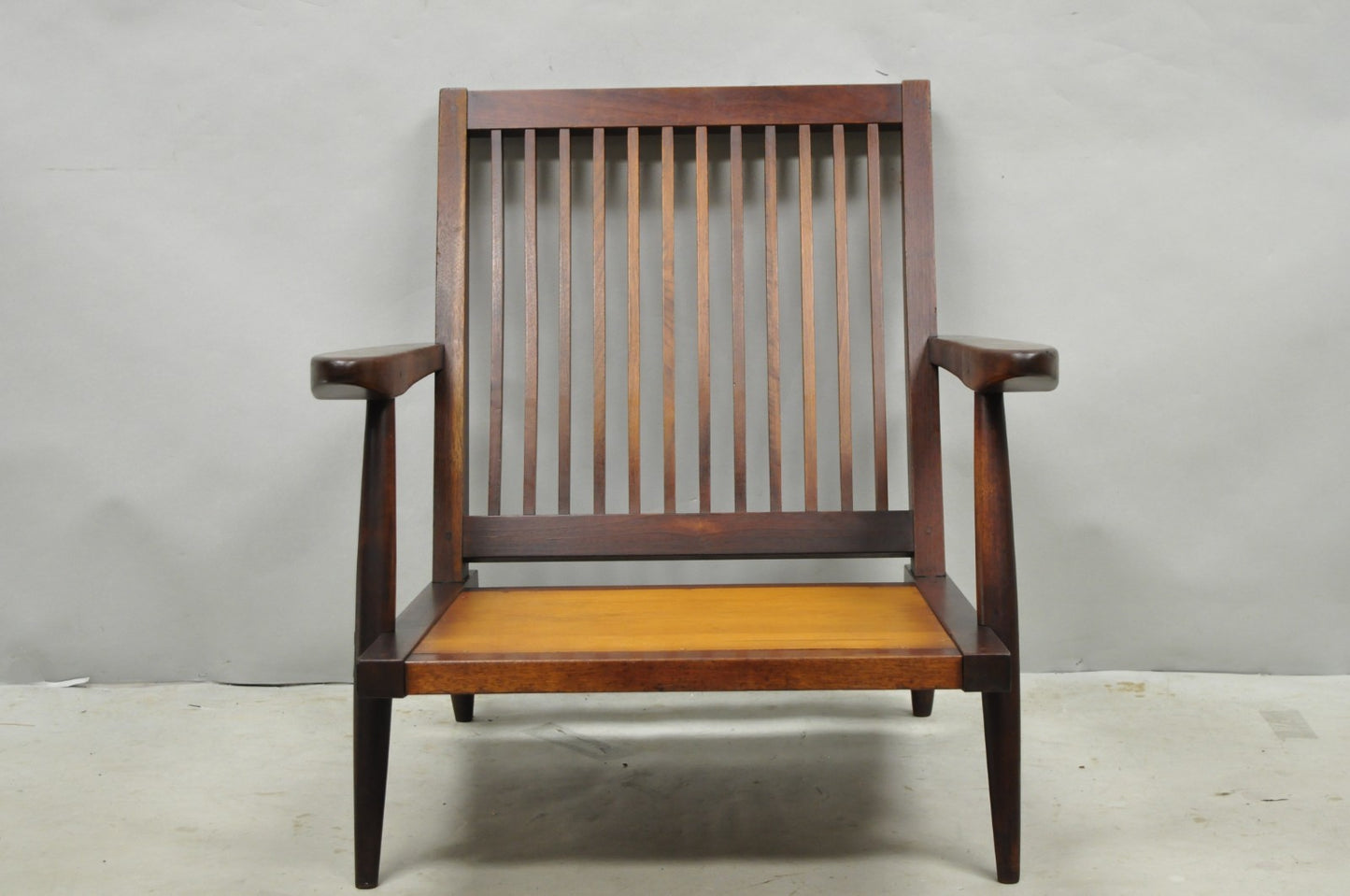 Vintage George Nakashima Spindle Back Black Walnut "Cushion" Lounge Arm Chair