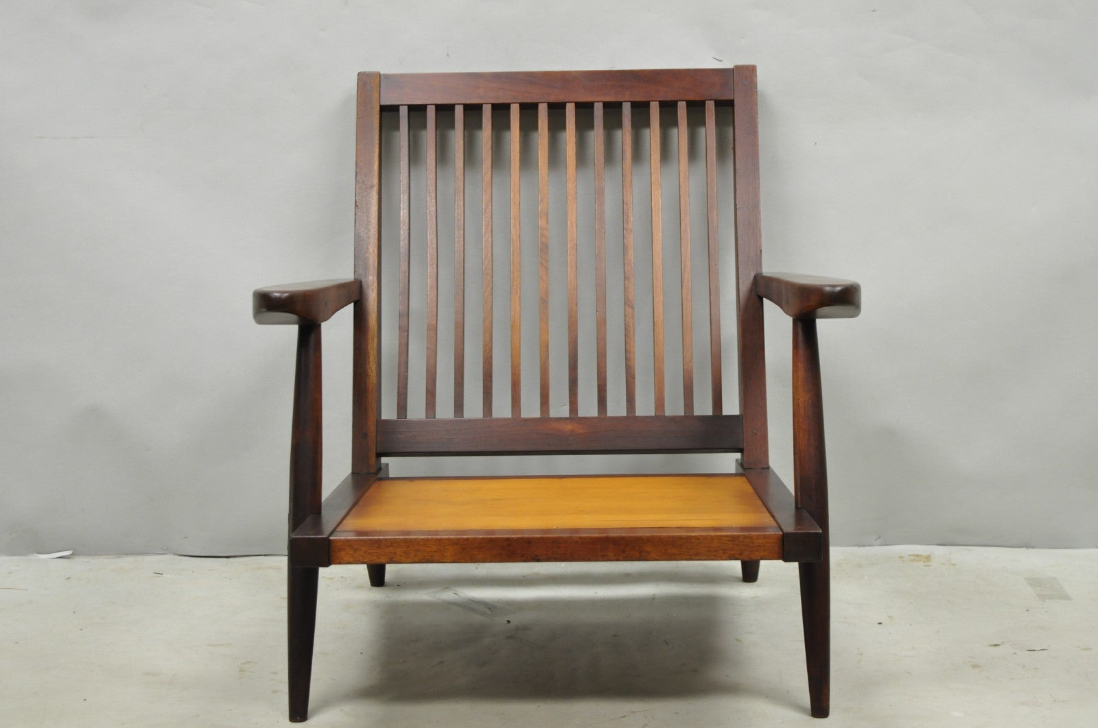 Vintage George Nakashima Spindle Back Black Walnut "Cushion" Lounge Arm Chair